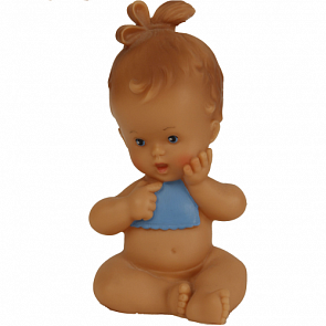 Виниловая игрушка-пищалка Пупс в голубом слюнявчике, 13 см. (Schildkroet, 0001053GE_SHC)